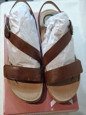 Aetrex Brown Leather Comfort Sandals